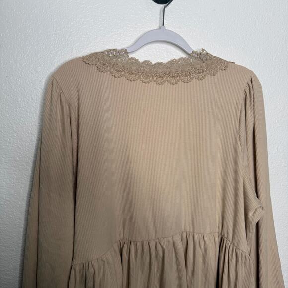 Torrid Womens Top Size 3X Super Soft Rib V-Neck Lace Trim Tie Front Long Sleeve - Picture 12 of 15